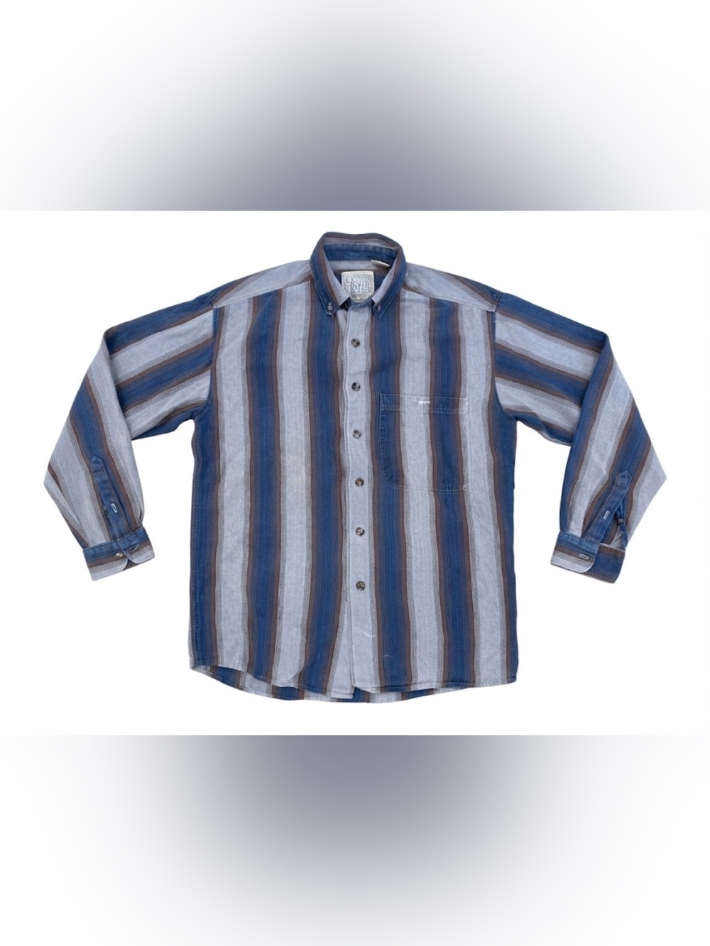 Vintage Canyon River Blues Shirt Mens Small Striped Long Sleeve Button Down